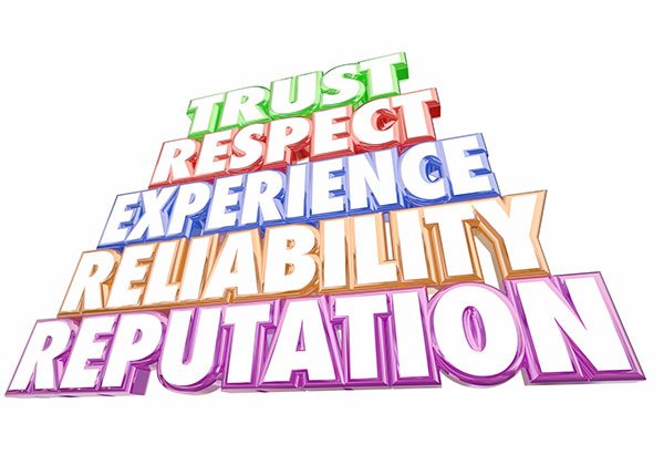 building client trust, respect, experience, reliability and reputation